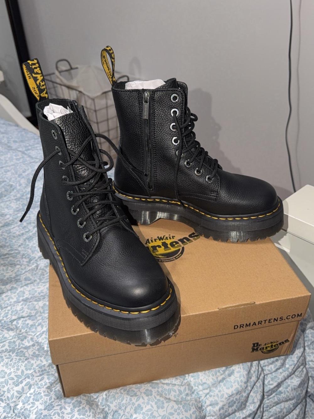 Dr. Martens Women's Black Leather Lace-Up Combat Boots